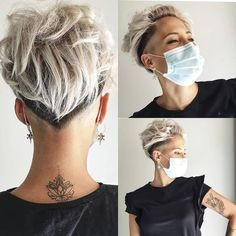 Haircut For Thick Hair, Short Hair Cuts For Women, Thick Hair Styles, Shaved Sides, Undercut Pixie Haircut, Pixie Haircut Thin Hair, Hairstyles For Thin Hair, Pixie Haircut For Thick Hair