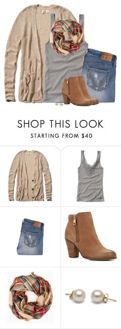 Boyfriend cardigan, gray tank & plaid scarf by steffiestaffie on Polyvore featuring ALDO and Hollister Co. Autumn Outfits, Brown Booties, Cardigan Fall Outfit, Fall Winter Outfits, Sweater