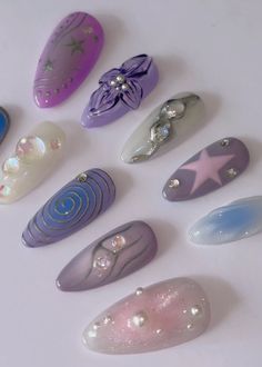 ✴ Hand painted ✴ Reusable ✴ High Quality ✴ Available in different colors, sizes and shapes (on request) IMPORTANT - PLEASE READ BEFORE PURCHASING All sets are made with GEL nail polish. These nails are reusable, if you take it off right. For instruction, please message me Each set comes with 10 handmade press on nails, a mini file, a mini buffer, a cuticle stick, a nail glue, Double Sided Adhesive Tape Glue, Alcohol Pad 1. Measurements Please measure your own nail and find your size from our picture guide. We totally can do custom size as your request, just help us to add your nail size in mm or your nail tips number, and shape, we will process accordingly without any extra charges. Message me if you are unsure about the size/length. We DO NOT accept cancelation for sizing/length problems. Kuku, Kawaii Nails, Hot Nails, Soft Nails