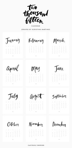 DIY - 2015 Calendar - Free PDF Printable Project Life, 2015 Calendar, Getting Organised, Calendar 2015, Planner, Calendar, Calendar Design