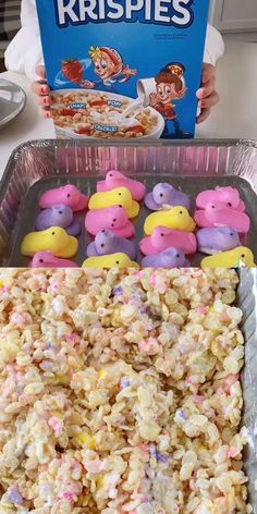 peeps and rice crispies are shown as well as a video of how to make the treats Fudge, Pre K, Peeps Rice Krispie Treats
