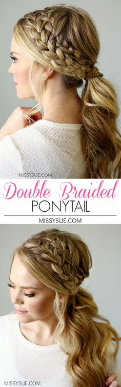 awesome Double Braided Ponytail by http://www.dana-haircuts.xyz/braided-hairstyles/double-braided-ponytail/ Ponytail Hairstyles, Plaited Ponytail, Braided Ponytail, Ponytail Styles