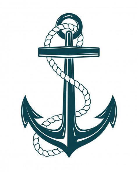 Nautical anchor with rope Premium Vector | Premium Vector #Freepik #vector #vintage #travel #icon #badge Anchor Tattoos, Tattoo, Nautical, Nautical Anchor, Anchor Drawings, Anchor, Marine Tattoo, Anchor Rope, Vintage Tattoo
