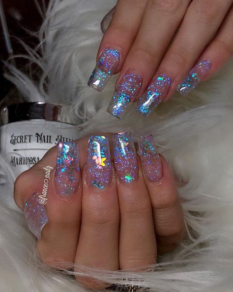 40+ Sparkly Nails Designs You Should Do - The Glossychic Nail Art Designs, Design, Glitter, Sparkle Nail Designs, Sparkly Nail Designs, Sparkly Acrylic Nails, Holographic Nail Designs, Glittery Nails, Glitter Nail Designs