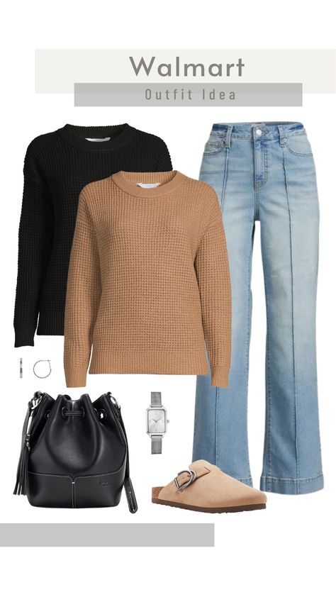 Autumn Outfits, Outfits, Casual Outfits, Casual, Casual Looks, Capsule Wardrobe, Fall Outfits, Walmart Outfits, Walmart Jeans