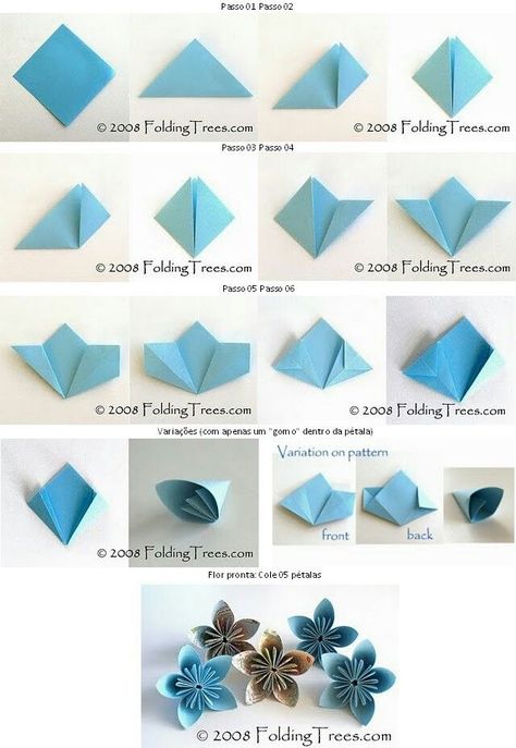 Origami, Diy, Easy Origami Flower, Origami Flowers Tutorial, Sakura, Origami Flowers, Origami Patterns, Origami Paper, Origami Easy