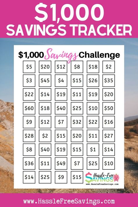 Use this FREE $1,000 savings tracker to reach your goals. Whether you are saving for Baby Step 1 using the Dave Ramsey Method, or just want to save money in general, this free savings tracker is a great way to get started. Best of all, this printable can be colored in any order. 52 boxes if you want to do 52 weeks or just fill it up as fast as you can! Debt Free, Organisation, Dave Ramsey, Savings Challenge, Savings Plan, Money Saving Challenge, Savings Box, Budgeting Money, Savings Chart