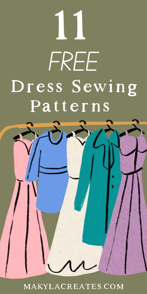 Check out my roundup of 11 free dress sewing patterns and save yourself money! Couture, Free Dress Sewing Pattern, Beginner Dress Pattern, Easy Dress Pattern For Women, Free Dress Patterns For Women Easy, Easy Dress Sewing Patterns, Dress Sewing Patterns For Women, Sewing Dresses For Beginners, Dress Sewing Patterns