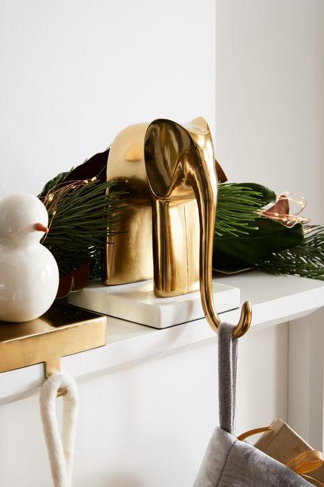 Support your holiday treasures with Brass & Marble Stocking Holders. The sturdy hook allows you to hang stockings from the mantle (no nails necessary!) while remaining a fun decoration. Decoration, Diy, Ideas, Crafts, Christmas Decorations, Winter, Design, Stocking Hooks, Stocking Holders