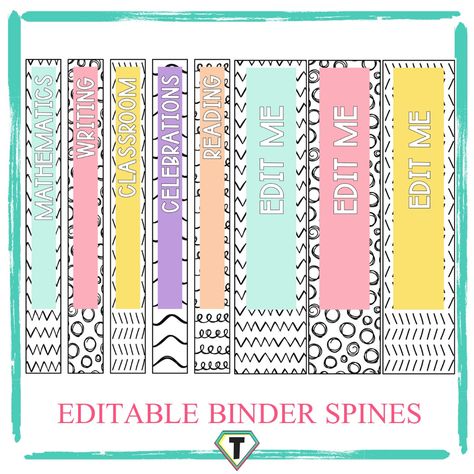 editable-binder-spine-labels-pretty-pastels Ideas, Teaching, Organisation, Subject Labels, Classroom Labels, Classroom Organisation, Binder Covers Printable, Editable Binder, Binder Spine Labels