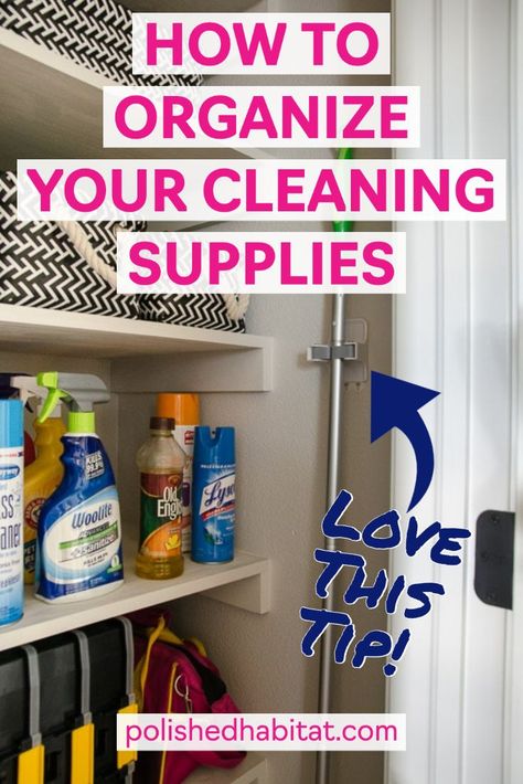 Looking for the perfect storage solutions and organizing ideas for cleaning supplies and the vacuum? Try this hack of turning your coat closet into a cleaning closet! Even if you can't dedicate an entire closet, the ideas in this post like the rental-friendly Swiffer / broom holders will help make everyday cleaning easier!   Organize Cleaning Supplies closet | Cleaning Supplies storage ideas | cleaning supplies organization | cleaning supplies organization closet Organisation, Layout, Diy, Organising Tips, Home Décor, Organizing Cleaning Supplies, Organize Cleaning Supplies, Cleaning Supply Organization, Cleaning Supply Storage