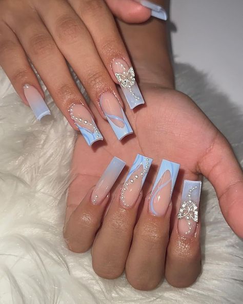 Design, Fancy Nails, Ongles, Prom Nails, Pretty Nails, Fancy Nails Designs, Uñas, Uñas Decoradas, Baby Blue Nails