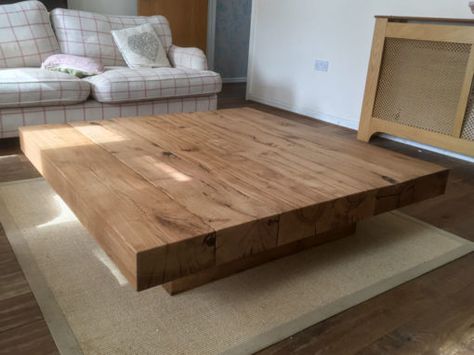 Chunky Wood Coffee Table | Abacus Tables Square Wood Coffee Table, Wood Coffee Table Diy, Square Tables, Living Room Table Sets, Low Tables, Wood Diy, Wood Coffee Table Rustic, Industrial Coffee Table, Coffee Table Wood
