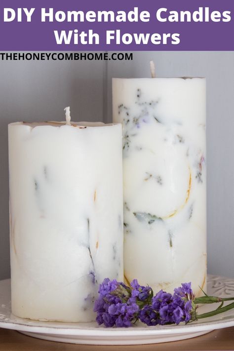 How to make these pretty floral candles for Spring! #homemade #candles #flowers #spring Crochet, Country, Home-made Candles, Candle Making, Diy Candles, Homemade Candles, Candle Tops, Cleaning Candle Wax, Candle Crafts Diy
