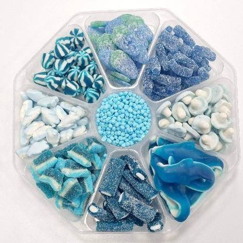 The Sweetie Shoppie | Blue Sweet Themed Sweet Platter | Great For Baby Shower Sweets | The Sweetie Shoppie Dessert, Blue Baby Shower Food, Gender Reveal Party Food, Baby Shower Sweets, Blue Party Foods, Blue Birthday Parties, Baby Shower Treats, Gender Reveal Party, Blue Party
