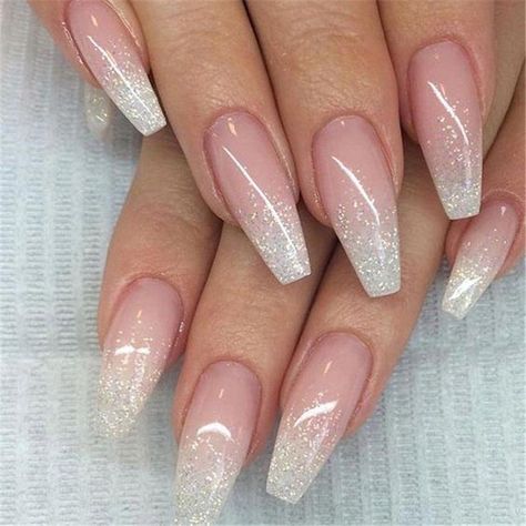 French Ombre Nails with Gold Glitter; baby boomer; coffin nails; ombre nails; acrylic nails; #ombrenails Nail Art Designs, Nail Designs, Gold Nails, Acrylic Nail Designs, Ombre Nail Designs, Coffin Nails Designs, Best Acrylic Nails, Ombre Nail, Trendy Nails