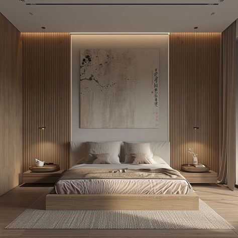 Japandi bedroom highlighting simplicity, elegance, and functional design Architecture, Interior, Studio, Dekorasi Rumah, Elegant Bedroom, Minimal Bedroom, Minimal Bedroom Design, Minimal Bedroom Interior, Quartos