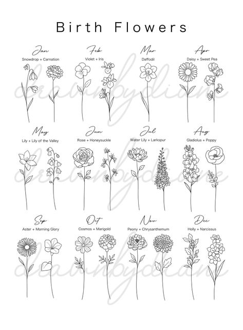 Tattoo, Flower Tattoos, Piercing, Birth Flower, Birth Flowers, Birth Flower Tattoos, Wildflower Tattoo, Flower Bouquet Tattoo, Dainty Flower Tattoos