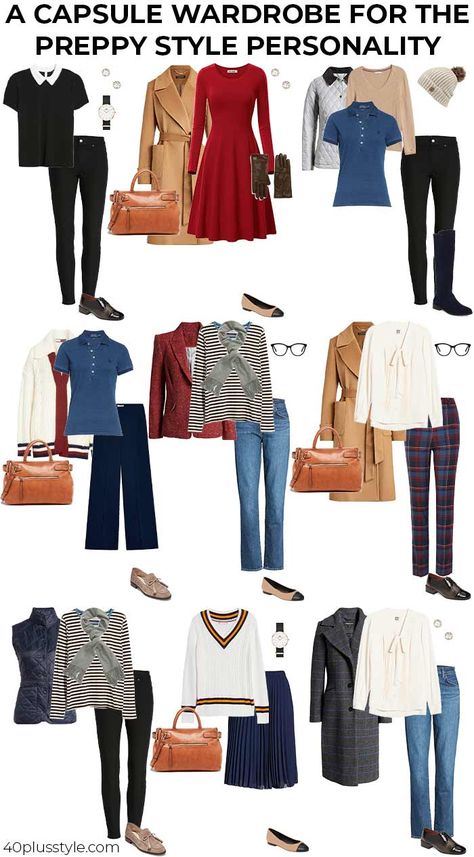 Preppy style - style guide and capsule wardrobe preppy style personality Capsule Wardrobe, Outfits, Casual, Preppy Wardrobe Essentials, Preppy Capsule Wardrobe, Style Guides, Preppy Work Outfit, Preppy Wardrobe, Preppy College Style