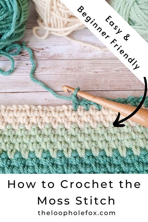 One of the fastest and easiest crochet stitches is the Moss Stitch. Perfect for beginners who want to push their skills or advanced crocheters who want a fast project, you can't go wrong with this one. Learn how to create this gorgeous, easy stitch with my Crochet Moss Stitch Tutorial. Crochet, Quilts, Single Crochet Stitch, Advanced Crochet Stitches, Moss Crochet Stitch, Crochet Stitches For Beginners, Different Crochet Stitches, Crochet Stitches Free, Crochet Stitches For Blankets