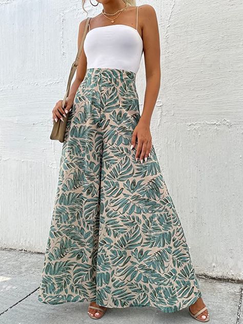 MakeMeChic Women's Palazzo Pants Casual High Waist Flowy Loose Wide Leg Pants at Amazon Women’s Clothing store Outfits, High Waisted Wide Leg Pants, High Waist Wide Leg Pants, Printed Wide Leg Pants, Wide Legged Pants Outfit, Wide Leg Palazzo Pants, High Waisted Pants, Wide Leg Pants, Wide Legged Pants