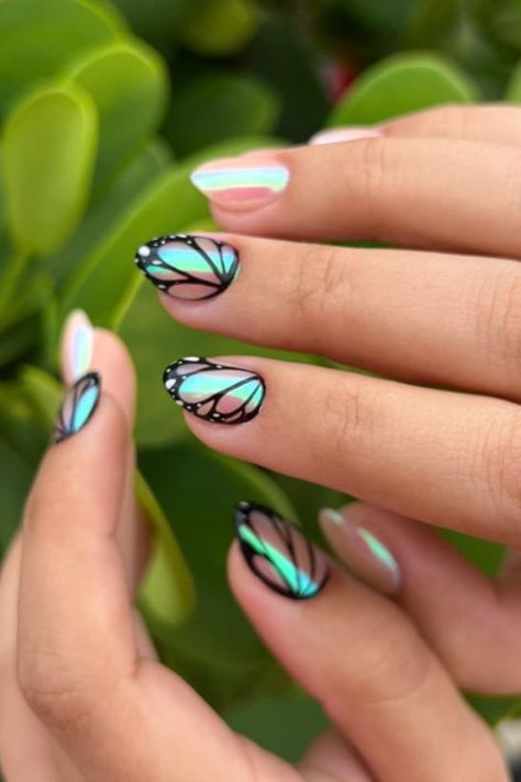 Bijoux, Accent Nails, Design, Nail Designs, Spring Nail Art, Nail Art Designs Diy, Butterfly Nail Designs, Almond Nails Designs, Pretty Nails