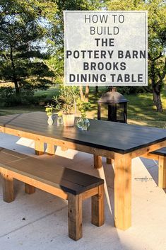 Pottery Barn, Outdoor, Outdoor Tables, Diy Patio Table, Diy Furniture Table, Outdoor Dining Table, Diy Outdoor Table, Farmhouse Diy, Outdoor Table