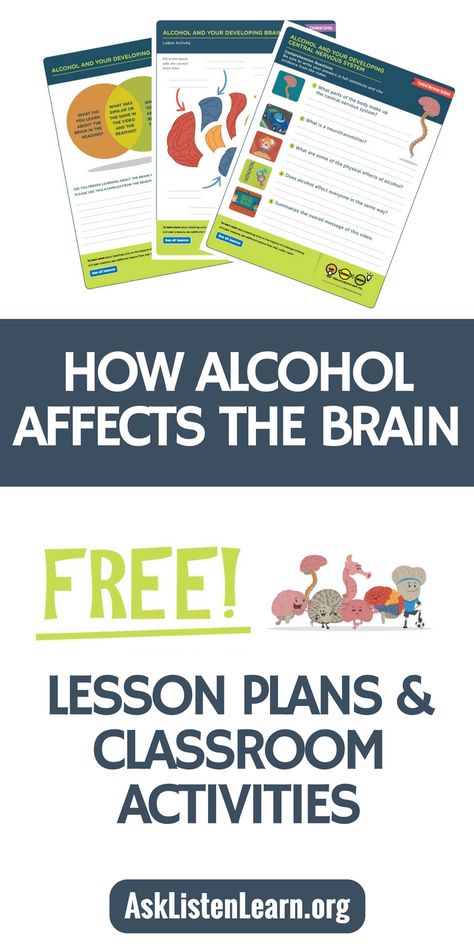 Free lesson plans, worksheets, activities, games and resources to teach kids about alcohol's affect on the developing brain. If you're a teacher, counselor or school admin, these free resources (including free printables) align to standards and are a fun addition to your science and health themes in the classroom. Specifically geared towards 5th and 6th graders, this unit also includes videos and tips for parents to help elementary school and middle school students say no to underage drinkin... Parents, Physical Education, Alcohol, Lesson Plans, Worksheets, Health Lesson Plans, Health Lessons, Health And Physical Education, Guidance Lessons