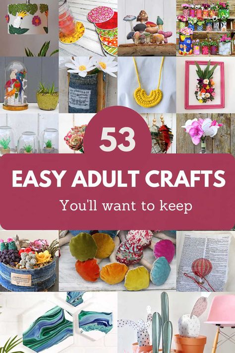 Crafting is for grown-ups too. It's good for the soul and has proven to spark joy. Here are 53 easy adult crafts ideas to get you started. Not only are you going to want to try these crafts but you'll want to keep what you have made for many years to come. Friends, Decoupage, Upcycled Crafts, Diy Crafts For Adults, Diy Crafts For Gifts, Crafts For Seniors, Crafts For Teens, Craft Projects For Adults, Diy Crafts To Do