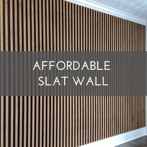 Affordable slat wall installed as accent wall in bedroom. Interior, Wood Slat Wall, Wood Wall Paneling, Wood Paneling Walls, Modern Wall Paneling, Slat Wall, Wood Feature Wall, Wood Panel Walls, Wood Paneling