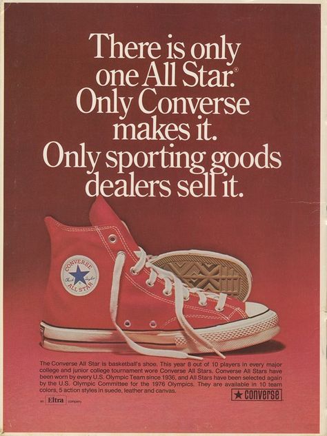 Converse advertisement 1973 Basketball, Vintage, Instagram, Converse, Sports, Humour, Chucks, Shoe Poster, Shoe Advertising