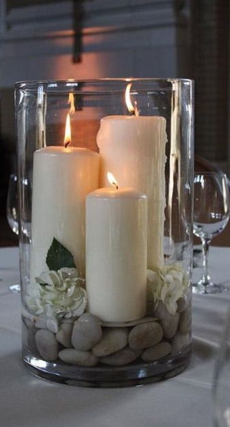 Today we have chosen a wonderful elegant topic: how to add warmth with elegant candle displays. Light is a key element in every interior designer’s notebook and its usage can transform any space from Home Décor, Lighted Centerpieces, Candle Decor, Rustic Candles, Candle Arrangements, Candle Displays, Centerpiece, Elegant Candles, Home Decor