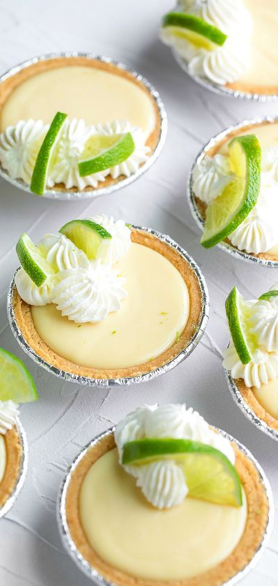 Craving something sweet? These Mini Key Lime Pies are fun to make and oh so easy too! A pint-sized version of my family’s favorite pie, these mini key lime pies are downright delicious! They’re sweet yet oh so tart, relying on a hearty dollop of whipped cream to tame the citrusy bite of lime. To make things oh so easy, I used pre-made 3-inch graham cracker crusts that were on sale (buy one get one free – whoo!!!!) at my local grocery store. Feel like making your own crusts? You can do that too! Dessert, Snacks, Pie, Desserts, Cake, Mini Desserts, Key Lime Pie Bites, Key Lime Pie, Mini Key Lime Pies