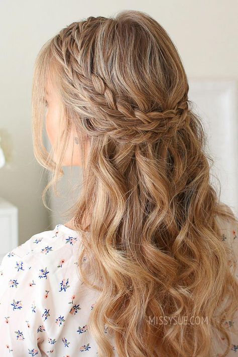 Half Up Double Wrapped Braids | MISSY SUE #weddingbraids Braided Hairstyles, Half Braided Hairstyles, Braided Half Up Half Down Hair, Half Up Half Down Hair, Prom Hairstyles Half Up Half Down, Ball Hairstyles, Hair Down With Braid, Half Up Wedding Hair, Graduation Hairstyles Half Up Half Down