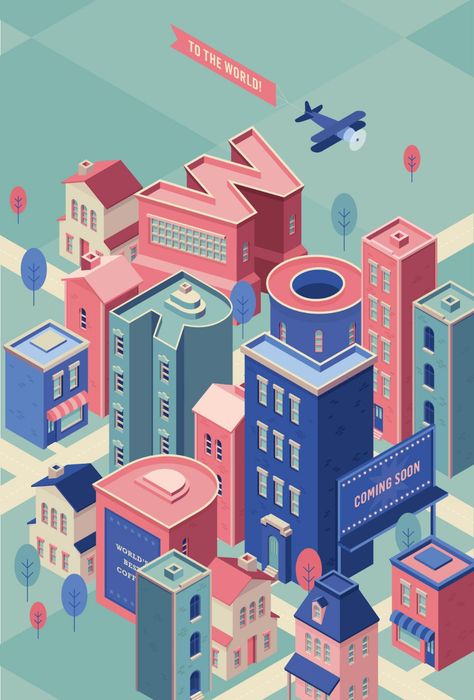 Isometric City | Skillshare Projects Illustrators, 3d Typography, Perspective, Design, Building Illustration, Game Design, Grid System, Isometric Grid, Digital Art Software