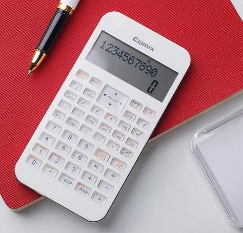 Ready for back to school with a cute aesthetic office calculator desks. For calculator ideas aesthetic, check out this Classic White Crystal Scientific Calculator. Outfits, Calculator Icons Aesthetic, Cute Stationary School Supplies, Stationary School, Organization, Cute School Stationary, Preppy Accessories, Cute School Supplies, School Bag Essentials
