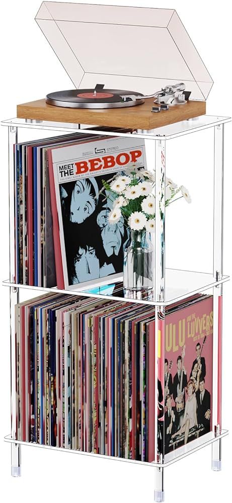Amazon.com: Bkemiy Acrylic Record Player Stand, 3-Tier Clear Turntable Table with Vinyl Record Storage, 15.75" L x 11.81" W x 30.7" H, Modern Side Table/End Table : Everything Else Design, Rum, Record Players, Record Player Table, Record Player Stand, Modern Record Player, Record Player Decor, Record Stand, Record Storage