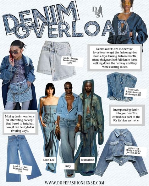 Denim trends 2022 for the winter season and fall season. These denim outfits and denim trends are perfect pieces for your fashion closet. Double Denim, Jeans, Denim, Denim On Denim Outfit 90s, Denim Inspiration Board, Denim Trends, Denim Fashion, Denim Branding, Double Denim Fashion