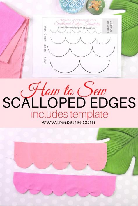 SCALLOPED EDGES - Sewing Tutorial with Template | TREASURIE Sewing Techniques, Shirts, Heirloom Sewing, Sewing Lessons, Sewing Projects, Couture, Sewing Hems, Sewing Fabric, Sewing Crafts