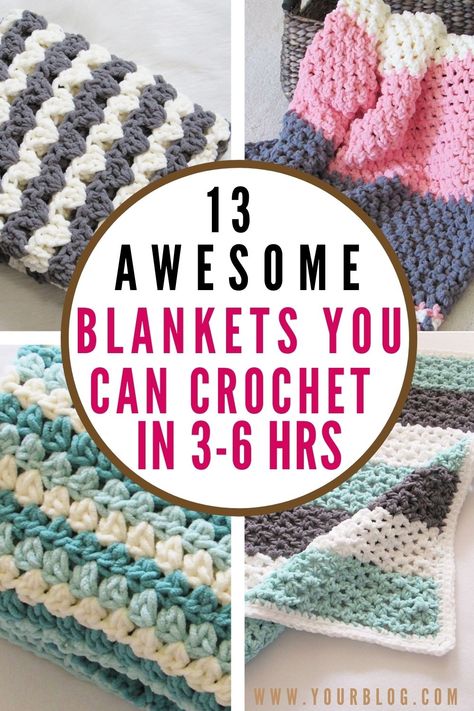 This is a collection of super quick free crochet baby blanket patterns that include patterns for boys and girls. They are easy, beginner-friendly afghans which will delight people of all skill levels. This collection of crochet projects will make great gifts for baby shower or Christmas. Amigurumi Patterns, Crochet Baby Blanket Free Pattern, Baby Afghan Crochet Patterns, Crochet Afghan Patterns Free, Crochet Blanket Pattern Easy, Crochet Patterns Free Blanket, Baby Blanket Crochet Pattern, Crochet For Beginners Blanket, Crochet Blanket Patterns