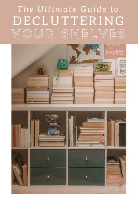 The Ultimate Guide to Decluttering Your Bookshelves - Do you have too many books? Then you need these tips for a clean home and bookshelf! A must read for all bookworms. Bookshelves, Home, Decoration, Declutter Your Home, Declutter Books, Declutter, Cheap Bookshelves, Bookcases For Sale, Cool Bookshelves
