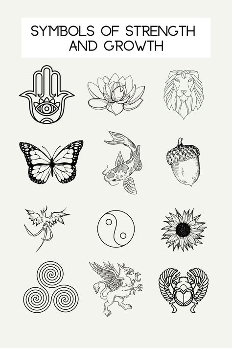 16 Symbols of Strength and Growth - A Thousand Lights Tattoo, Ink, Piercing, Tattoos, Tattoo Designs, Mandalas, Symbols Of Strength, Symbol For Inner Strength, Symbol For Strength