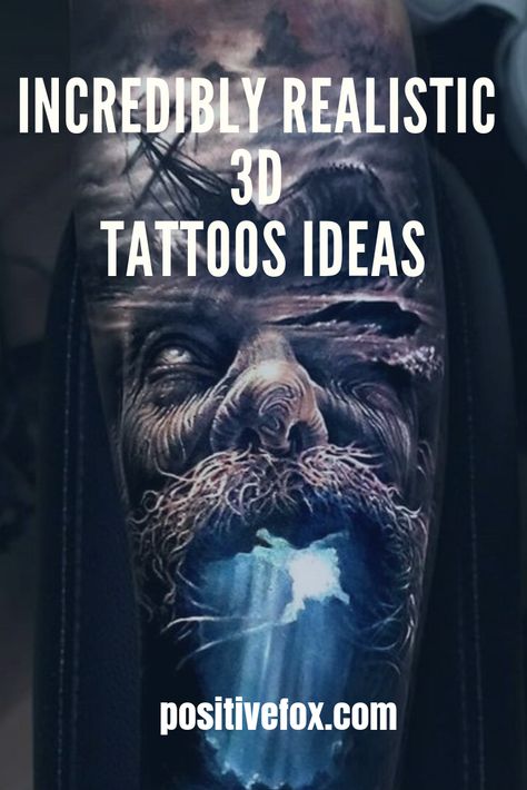 Check out our website for more Tattoo Ideas 👉 positivefox.com #realistictattoos Tattoos, Black And Grey Tattoos, 3d, Nice, Ideas, Tattoo Designs, Half Sleeve Tattoos For Guys, 3d Tattoos For Men, Sleeve Tattoos For Women