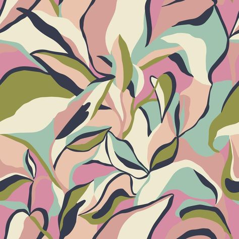 Vector abstract leaf and modern shapes drawing illustration seamless repeat pattern fashion and home decor print fabric digital artwork Abstract Pattern Design, Abstract Geometric Pattern, Abstract Print Pattern, Abstract Pattern, Textile Prints Design, Abstract Print, Textile Pattern Design, Geometric Print, Abstract Prints