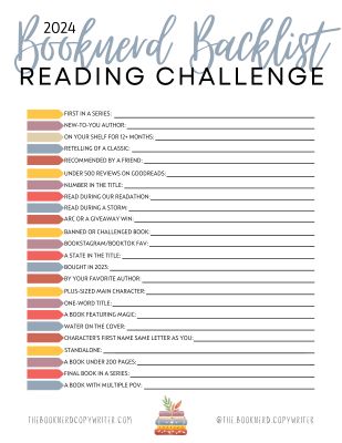 2024 Booknerd Backlist Reading Challenge (+PDF) - The Booknerd Copywriter Reading Lists, Reading, Book Lists, Reading List Challenge, Book Worth Reading, Book Challenge, Book Suggestions, Free Reading, Book Club