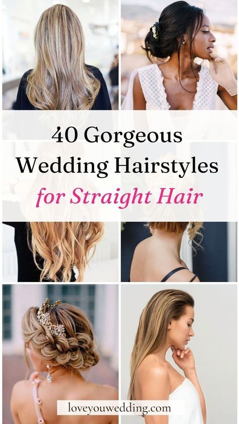 40+ Stunning Wedding Hairstyles for Straight Hair. Looking for the perfect straight bridal hairstyles or bridesmaid hair? We’re sharing the best simple and elegant wedding hair for straight hair ideas, from long, short, half up, down, ponytail, Indian, and everything in between. Click through for these elegant wedding hairstyles for straight hair and find your dream bridal hair today. Ideas, Wedding Hairstyles, Winter, Wedding Hairstyles For Long Hair, Straight Wedding Hairstyles, Wedding Hairstyles Bride, Simple Wedding Hairstyles, Wedding Guest Hairstyles, Bridal Hair Half Up