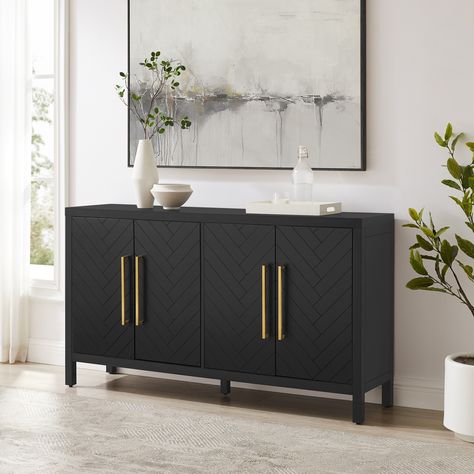 Elevate your at-home storage with the stunning style of the Darcy Sideboard. Gadgets, Florida, Home Décor, Sideboards Living Room, Sideboards Living Room Inspiration, Tv Console, Sideboard Furniture, Black Credenza Decor, Sideboard Decor Dining Room