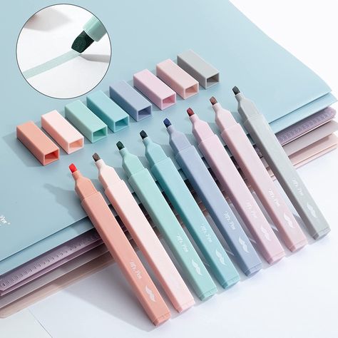 Pastel Stationary Aesthetic, Aesthetic Highlighters School, Cute Highlighter, Highlighter Stationary, Aesthetic School Stuff, Aesthetic School Supplies Highschool, Coloring Pencil Art, Cool Highlights, Highlighters Aesthetic