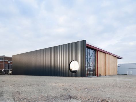 Gallery of Boat Hangar / BETA office for architecture and the city - 12 Exterior, Industrial, Metal Facade, Industrial Facade, Hangar Design, Facade House, Facade Architecture, Facade Design, Building Facade