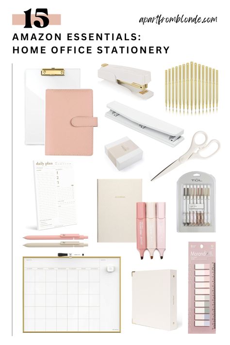 Office supplies, desk ideas, school supplies, work from home inspo, 15 highly-rated amazon stationery products to give your home workspace a refresh! Home Office Stationery & Essentials. -- As an Amazon Associate, I earn from qualifying purchases. Gifts, Organisation, Home Office, Girl, Girl Office Supplies, Office Set, Office Accessories, Deco, Work Office